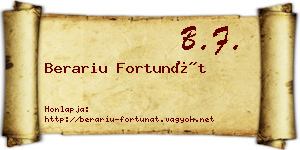Berariu Fortunát névjegykártya